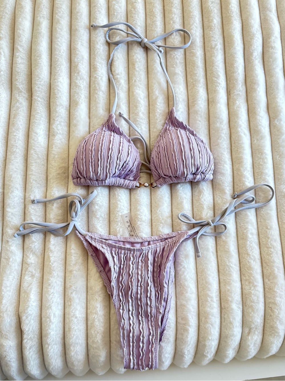 Shein Lilac Triangle bikini set with Pearls